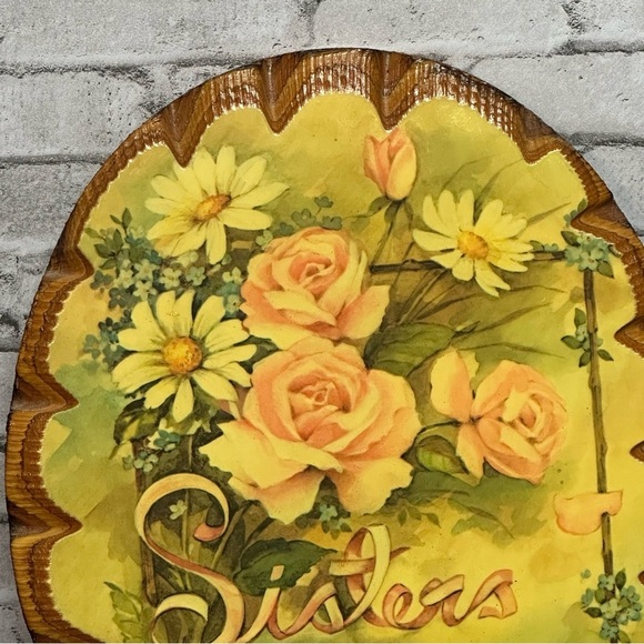 SISTERS are Forever by Gail Munro DeCoupage Wood Oval Plaque Wall Hanging - Picture 2 of 9